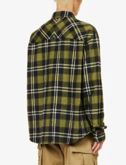 DSQUARED2 Check-print Oversized Cotton Shirt -Outlet Daily Tops Store R04145473 GREENBROWN ALT03