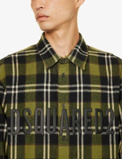DSQUARED2 Check-print Oversized Cotton Shirt -Outlet Daily Tops Store R04145473 GREENBROWN ALT04