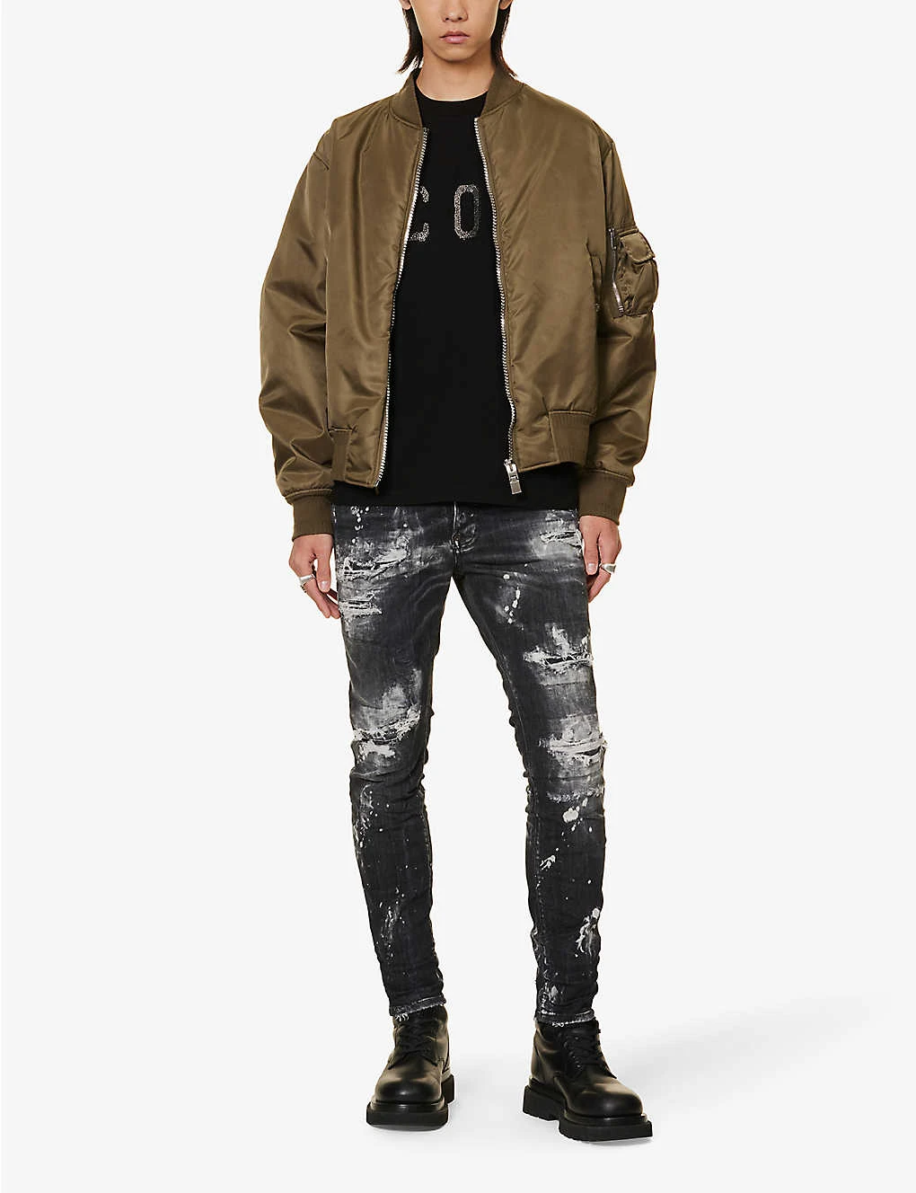 DSQUARED2 Skater Paint-print Slim-fit Stretch-cotton Blend Denim Jeans 2 DSQUARED2 Skater Paint-print Slim-fit Stretch-cotton Blend Denim Jeans - Image 2