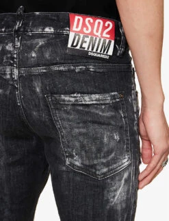 DSQUARED2 Skater Paint-print Slim-fit Stretch-cotton Blend Denim Jeans 11 DSQUARED2 Skater Paint-print Slim-fit Stretch-cotton Blend Denim Jeans -Outlet Daily Tops Store R04145485 BLACK ALT04