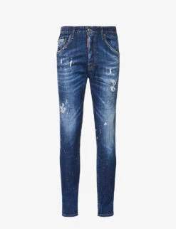 DSQUARED2 Skater Paint-print Slim-fit Stretch-denim Jeans