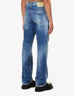 DSQUARED2 Roadie Distressed Wide-leg Jeans 10 DSQUARED2 Roadie Distressed Wide-leg Jeans -Outlet Daily Tops Store R04145488 NAVYBLUE ALT03