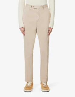 Oscar Jacobson Danwick Jetted-pocket Tapered-leg Regular-fit Stretch-cotton Trousers -Outlet Daily Tops Store R04145843 WASHEDBEIGE ALT02