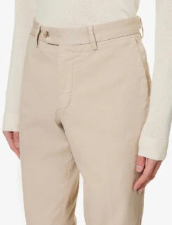 Oscar Jacobson Danwick Jetted-pocket Tapered-leg Regular-fit Stretch-cotton Trousers -Outlet Daily Tops Store R04145843 WASHEDBEIGE ALT04