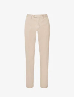 Oscar Jacobson Danwick Jetted-pocket Tapered-leg Regular-fit Stretch-cotton Trousers
