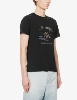 Caribbean Rhinestone-embellished Cotton-jersey T-shirt -Outlet Daily Tops Store R04146763 BLACKCARIBBEANBEACH ALT02