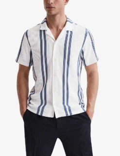 Reiss Castle Double-stripe Slim-fit Woven Shirt -Outlet Daily Tops Store R04146788 WHITEAIRFORCE ALT02