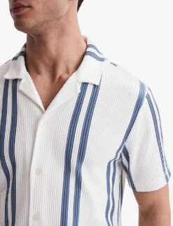 Reiss Castle Double-stripe Slim-fit Woven Shirt -Outlet Daily Tops Store R04146788 WHITEAIRFORCE ALT04
