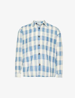 Checked Dropped-shoulder Boxy-fit Cotton Shirt