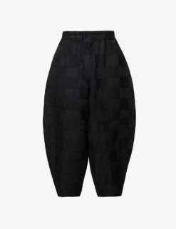 Unisex Check-patterned Wide Balloon-leg Relaxed-fit Trousers