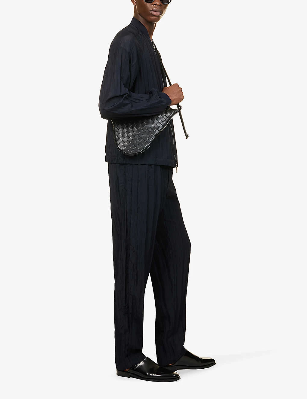 Giorgio Armani Crinkle-textured Pleated Straight-leg Regular-fit Woven Trousers 2 Giorgio Armani Crinkle-textured Pleated Straight-leg Regular-fit Woven Trousers - Image 2