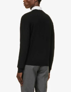 Ribbed-trim Crewneck Cashmere-knit Jumper -Outlet Daily Tops Store R04147834 CLASSICBLK ALT03
