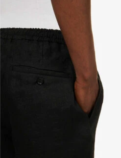 Dorset Brand-embroidered Linen Shorts -Outlet Daily Tops Store R04147850 BLACK ALT04