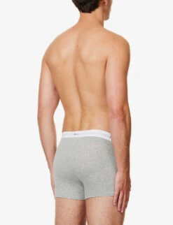 PAUL SMITH Logo-waistband Marl-pattern Stretch Organic-cotton Trunks 6 PAUL SMITH Logo-waistband Marl-pattern Stretch Organic-cotton Trunks -Outlet Daily Tops Store R04148420 GREYS ALT02