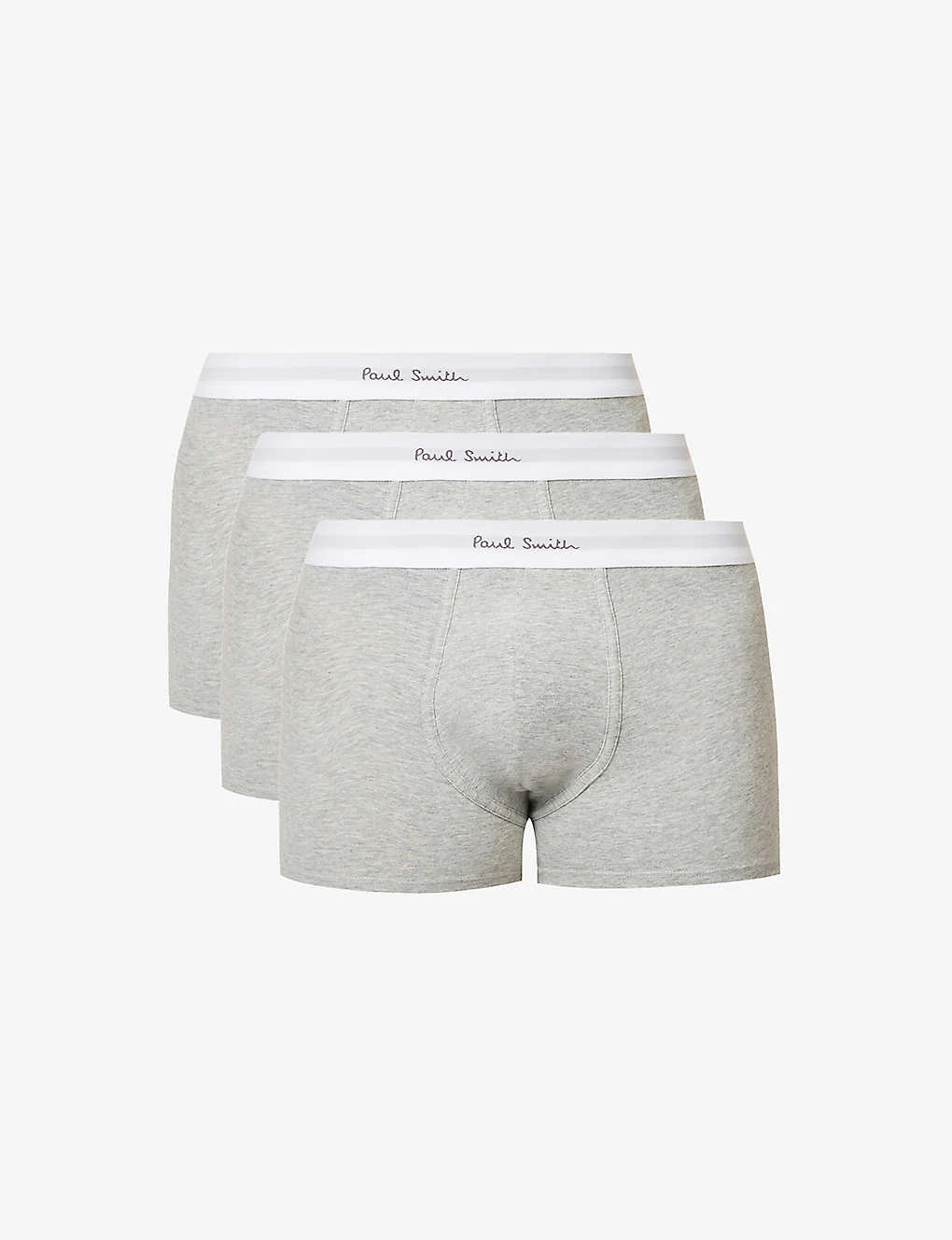 PAUL SMITH Logo-waistband Marl-pattern Stretch Organic-cotton Trunks 1 PAUL SMITH Logo-waistband Marl-pattern Stretch Organic-cotton Trunks
