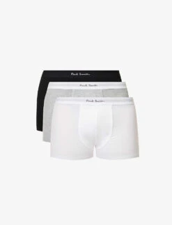 PAUL SMITH Pack Of Three Logo-waistband Organic Stretch-cotton Trunks