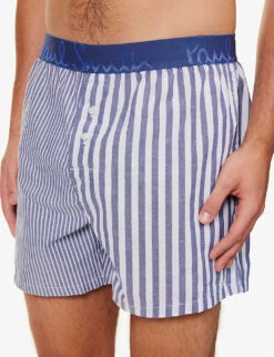 PAUL SMITH Striped Mi-rise Woven Boxers -Outlet Daily Tops Store R04148428 BLUES ALT03