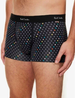 PAUL SMITH Polka-dot Mid-rise Organic Stretch-cotton Trunks -Outlet Daily Tops Store R04148431 BLACKS ALT03