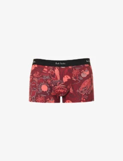 PAUL SMITH Graphic-print Mid-rise Organic Stretch-cotton Trunks