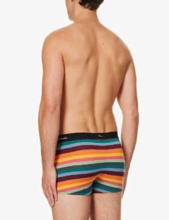 PAUL SMITH Striped Logo-waistband Low-rise Stretch-organic-cotton Trunks 6 PAUL SMITH Striped Logo-waistband Low-rise Stretch-organic-cotton Trunks -Outlet Daily Tops Store R04148435 MULTICOLOUR ALT02