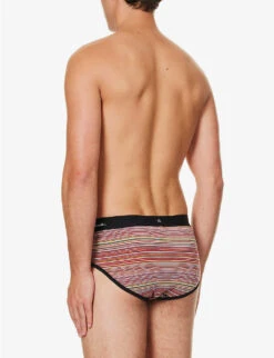 PAUL SMITH Striped Logo-waistband Stretch-organic-cotton Briefs -Outlet Daily Tops Store R04148436 MULTICOLOUR ALT02