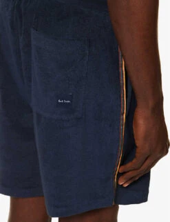 PAUL SMITH Towel Stripe Elasticated-waistband Cotton-blend Shorts -Outlet Daily Tops Store R04148447 BLUES ALT04