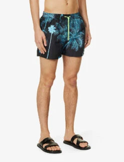 PAUL SMITH Palm Graphic-print Mid-rise Recycled-polyester-blend Swim Shorts 7 PAUL SMITH Palm Graphic-print Mid-rise Recycled-polyester-blend Swim Shorts -Outlet Daily Tops Store R04148454 BLACKS ALT02