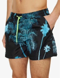 PAUL SMITH Palm Graphic-print Mid-rise Recycled-polyester-blend Swim Shorts 9 PAUL SMITH Palm Graphic-print Mid-rise Recycled-polyester-blend Swim Shorts -Outlet Daily Tops Store R04148454 BLACKS ALT04