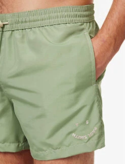 PAUL SMITH Happy Face Brand-embroidered Recycled-polyester Swim Shorts -Outlet Daily Tops Store R04148456 GREENS ALT04