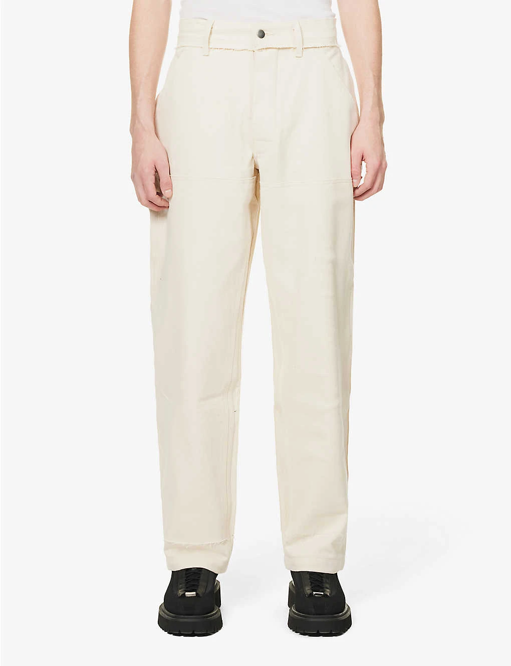 Double-knee Brand-embroidered Relaxed-fit Wide-leg Cotton-twill Trousers 3 Double-knee Brand-embroidered Relaxed-fit Wide-leg Cotton-twill Trousers - Image 3