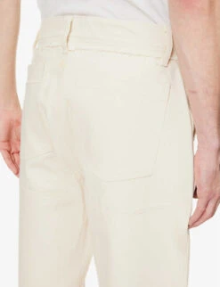 Double-knee Brand-embroidered Relaxed-fit Wide-leg Cotton-twill Trousers 9 Double-knee Brand-embroidered Relaxed-fit Wide-leg Cotton-twill Trousers -Outlet Daily Tops Store R04148565 NATURAL ALT04