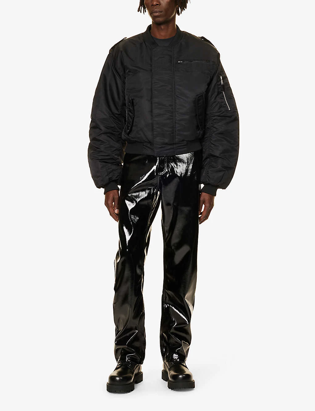 Wet Patent Regular-fit Wide-leg Faux-leather Trousers 2 Wet Patent Regular-fit Wide-leg Faux-leather Trousers - Image 2