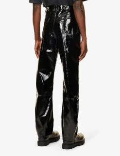 Wet Patent Regular-fit Wide-leg Faux-leather Trousers 8 Wet Patent Regular-fit Wide-leg Faux-leather Trousers -Outlet Daily Tops Store R04149486 OIL ALT03