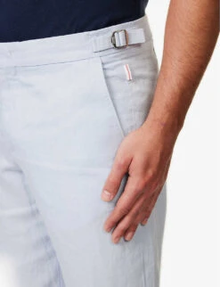 ORLEBAR BROWN Griffon Brand-patch Regular-fit Tapered-leg Linen Trousers -Outlet Daily Tops Store R04150094 LIGHTISLANDSKY ALT04