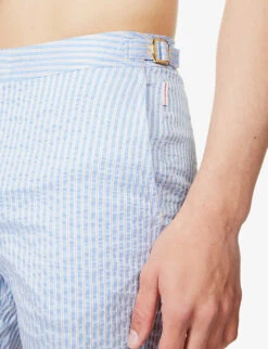 ORLEBAR BROWN Bulldog Stripe-print Regular-fit Woven Swim Shorts -Outlet Daily Tops Store R04150105 WHITELIGHTISLANDSKY ALT04