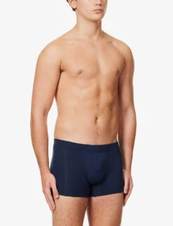 HANRO Pack Of Two Logo-embellished Stretch-cotton Trunks -Outlet Daily Tops Store R04150226 LIGHTMELANGEANDNAVY ALT02