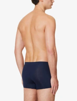 HANRO Pack Of Two Logo-embellished Stretch-cotton Trunks -Outlet Daily Tops Store R04150226 LIGHTMELANGEANDNAVY ALT03