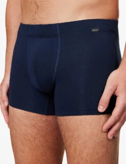 HANRO Pack Of Two Logo-embellished Stretch-cotton Trunks -Outlet Daily Tops Store R04150226 LIGHTMELANGEANDNAVY ALT04