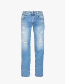 Replay Anbass 573 Regular-fit Distressed Stretch-denim Jeans