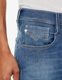 Replay Anbass 360 Logo-embellished Denim-blend Shorts 11 Replay Anbass 360 Logo-embellished Denim-blend Shorts -Outlet Daily Tops Store R04151307 MEDIUMBLUE ALT04