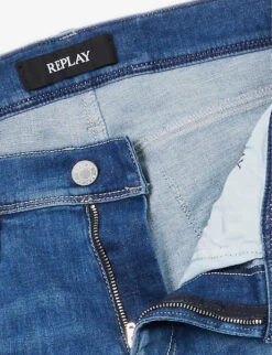Replay Anbass 360 Logo-embellished Denim-blend Shorts 13 Replay Anbass 360 Logo-embellished Denim-blend Shorts -Outlet Daily Tops Store R04151307 MEDIUMBLUE ALT06
