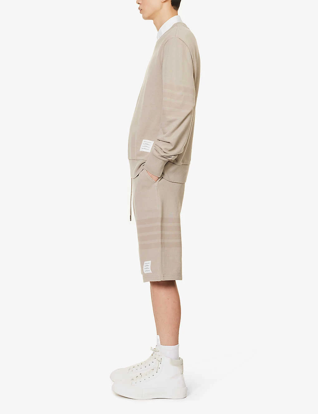 Four-bar Brand-patch Relaxed-fit Cotton-jersey Shorts 2 Four-bar Brand-patch Relaxed-fit Cotton-jersey Shorts - Image 2