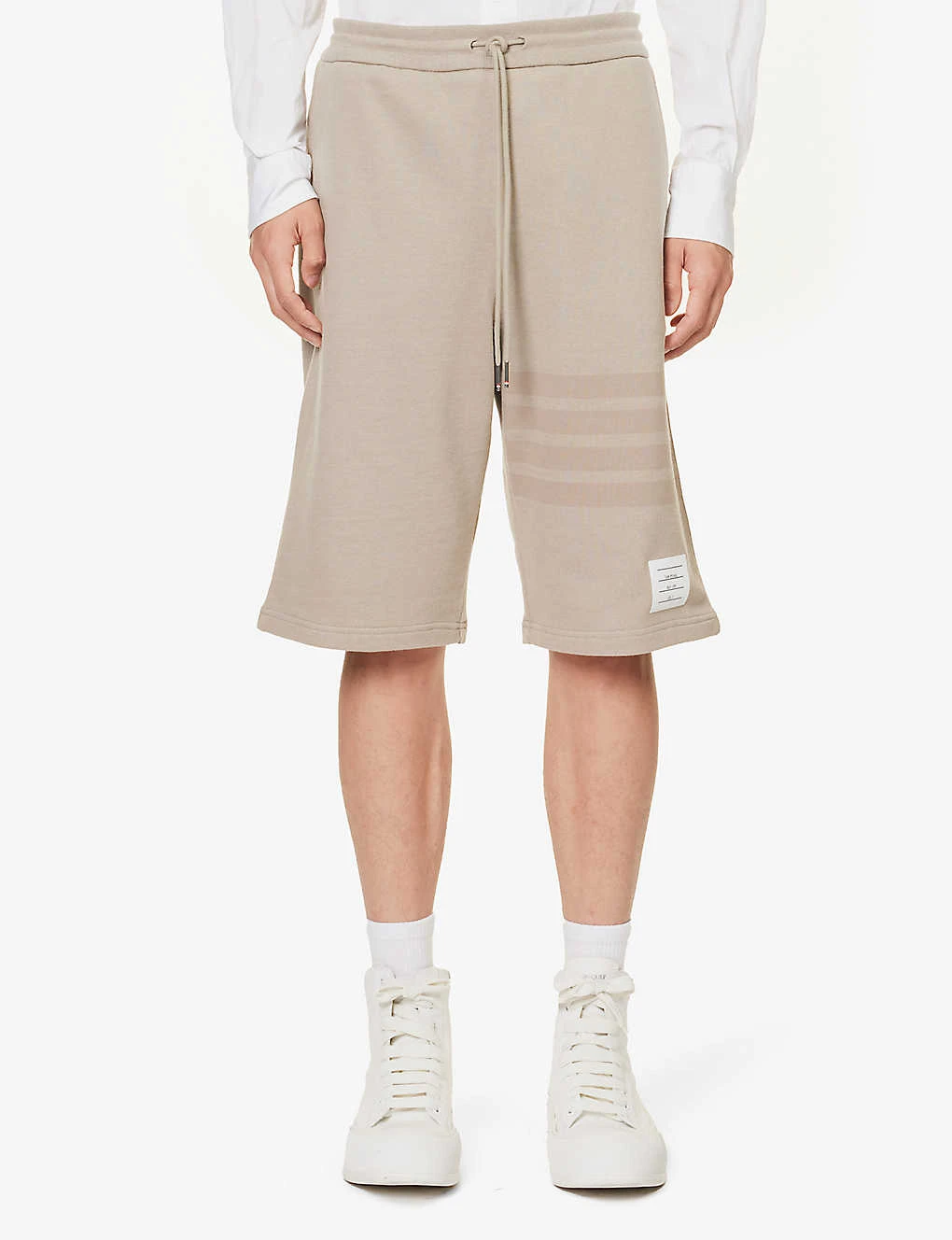 Four-bar Brand-patch Relaxed-fit Cotton-jersey Shorts 3 Four-bar Brand-patch Relaxed-fit Cotton-jersey Shorts - Image 3