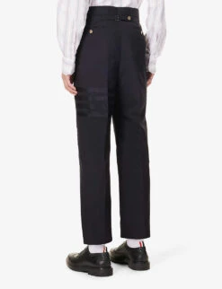 Brand-embellished Slip-pocket Straight-leg Regular-fit Wool Trousers 8 Brand-embellished Slip-pocket Straight-leg Regular-fit Wool Trousers -Outlet Daily Tops Store R04152291 DARKBLUE ALT03