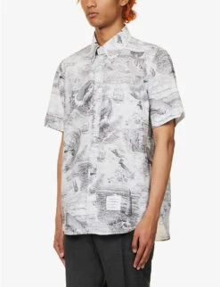 Nautical Graphic-print Cotton-poplin Shirt 7 Nautical Graphic-print Cotton-poplin Shirt -Outlet Daily Tops Store R04152299 BLKWHT ALT02