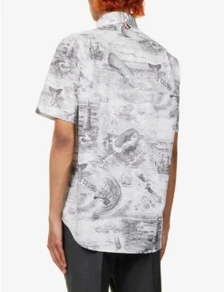 Nautical Graphic-print Cotton-poplin Shirt 8 Nautical Graphic-print Cotton-poplin Shirt -Outlet Daily Tops Store R04152299 BLKWHT ALT03