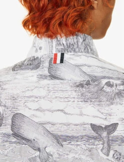 Nautical Graphic-print Cotton-poplin Shirt 9 Nautical Graphic-print Cotton-poplin Shirt -Outlet Daily Tops Store R04152299 BLKWHT ALT04