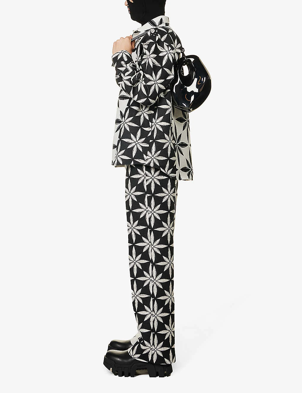 Incision Jacquard-print Straight-leg Regular-fit Cotton-blend Trousers 2 Incision Jacquard-print Straight-leg Regular-fit Cotton-blend Trousers - Image 2