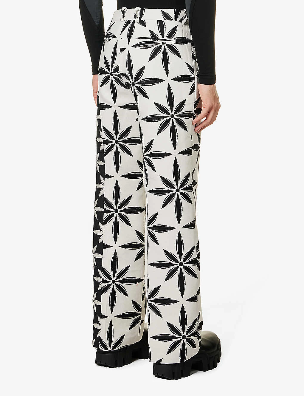 Incision Jacquard-print Straight-leg Regular-fit Cotton-blend Trousers 4 Incision Jacquard-print Straight-leg Regular-fit Cotton-blend Trousers - Image 4