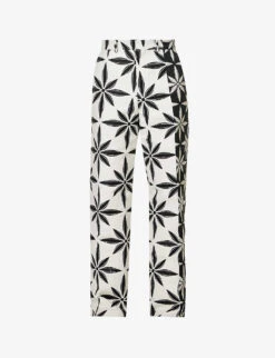 Incision Jacquard-print Straight-leg Regular-fit Cotton-blend Trousers